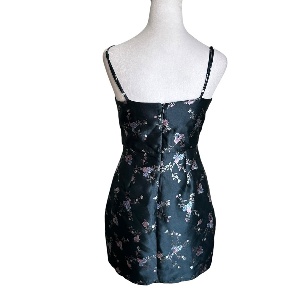 Lulus Made For Romance Navy Blue Floral Jacquard Sleeveless Mini Dress Size S - Picture 5 of 17